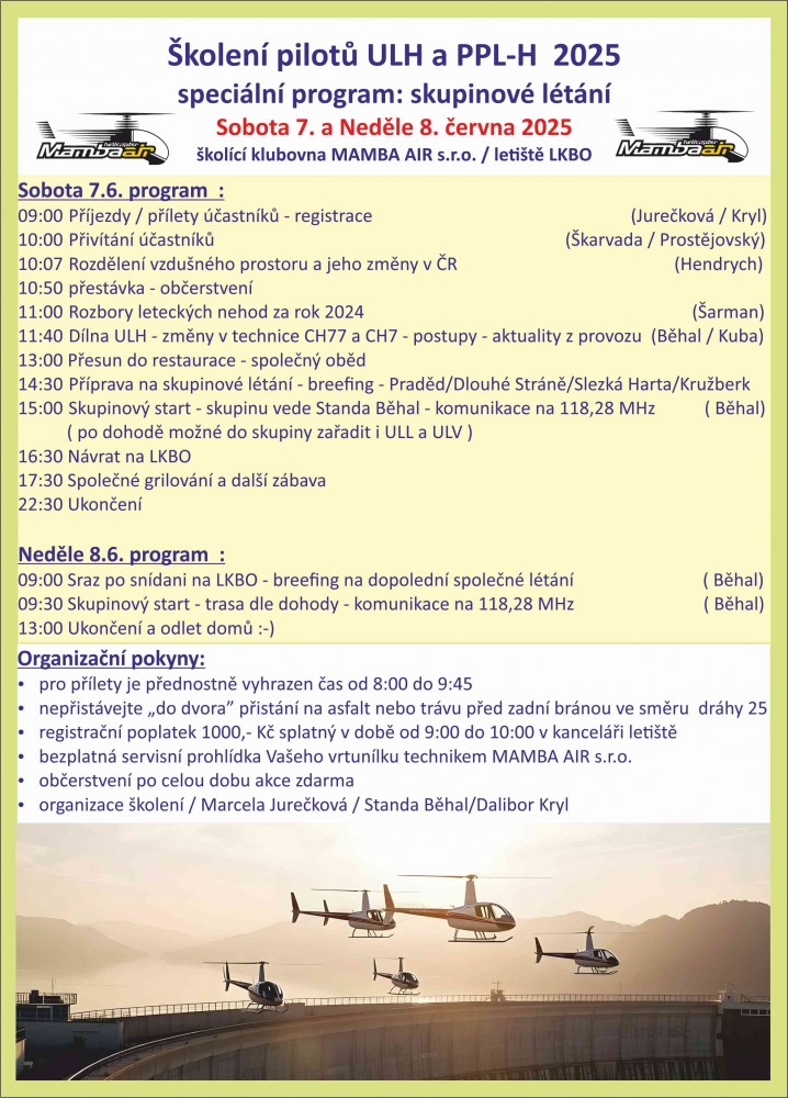 Pozvánka na školení pilotů 2025
